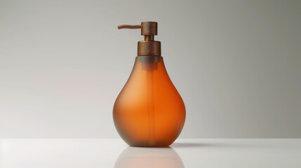 A luxurious amber soap dispenser promising elegance to your daily routine captured with a warm muted