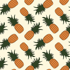 vector seamless pattern design of pineapple, colorful fruits pattern design
