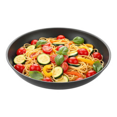 Delicious spaghetti with cherry tomatoes and zucchini