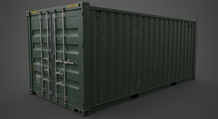 Isolated Cargo Container Shows Secure Shipping and Storage