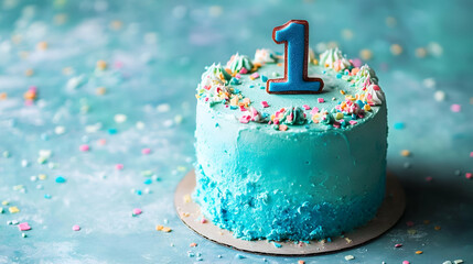 Blue Ombre First Birthday Cake with Sprinkles
