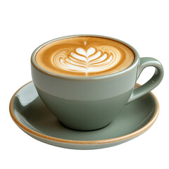 Creamy hot latte coffee isolated on white background perfect for barista and cafe promotions.