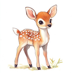Adorable chibi deer fawn with tiny white spots