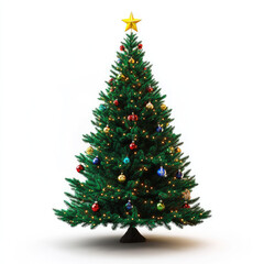 Fototapeta premium Festive Christmas tree adorned with colorful ornaments