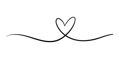Heart. Abstract love symbol. Continuous line art drawing vector illustration 