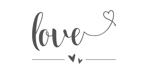Continuous one line drawing of love typography lettering script font typographic lineart design. Minimalism concept of romantic card, banner, and poster sign and symbol.