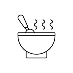spoon and bowl icon, vector line isolated on white background. trendy and modern design