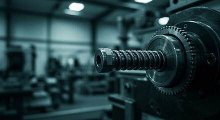 Fototapeta premium Examining Industrial Machine Component with Spring Mechanism