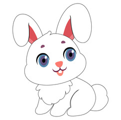 Cartoon Cute White Rabbit Icon Digital Source Vectors Illustration 