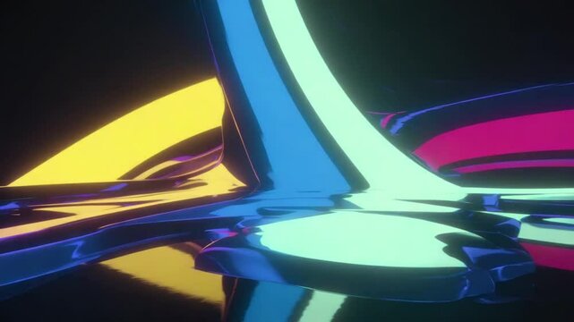 iridescent pastel neon curves black fluid flow glitch pixel-sort rainbow shards, reform, Y2K cyber-psychedelic style, realistic lighting, cinematic glitch transitions, summer rave ambiance