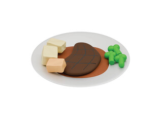 beef steak icon 3d illustration render