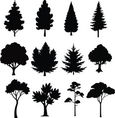 A versatile collection of tree silhouettes and leaf illustrations, perfect for nature and forest designs