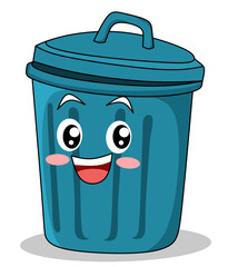 Cartoon illustration of smiling trash can with thumb up.Green Recycle Trash Bin Cartoon Character Throws Apple Stump And Giving The Thumbs Up. Vector Hand Drawn Illustration Isolated On Transparent 