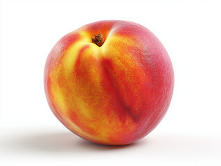 a whole peach with fuzzy texture, soft orange-red color gradient, isolated on white background, studio lighting, clean and bright, no shadow, PNG-style, realistic surface detail
