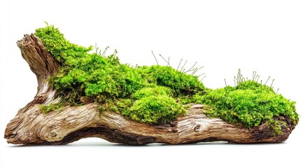 Moss-covered log isolated on white
