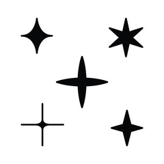 Solid Sparkle Star Vector Set, Bold Black Star Icons for Modern Designs.