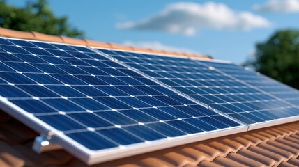 Solar Panels on Roof, Clean Energy, Sustainable