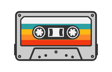 Cassette Tape Retro Vintage Mixtape icon symbol. Vintage 90s cassette logo sign. Vector illustration image. Isolated on white background.