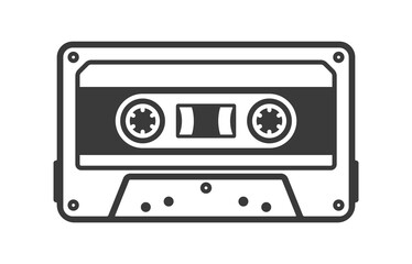 Cassette Tape Retro Vintage Mixtape icon symbol. Vintage 90s cassette logo sign. Vector illustration image. Isolated on white background.