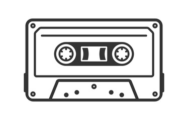 Cassette Tape Retro Vintage Mixtape icon symbol. Vintage 90s cassette logo sign. Vector illustration image. Isolated on white background.