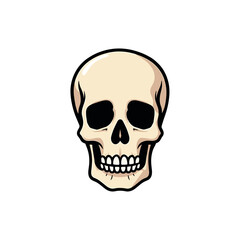 Obraz premium Cartoon Skull Illustration with Black Eyes and Nose on a White Background, Vector Art
