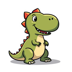 Cute Cartoon Dinosaur Standing and Smiling with Friendly Expression Vector Illustration