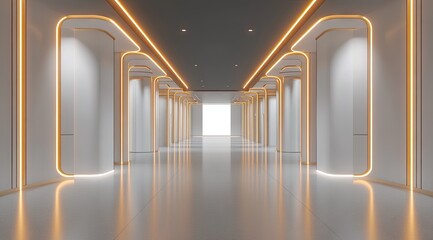 Modern, illuminated hallway with sleek design