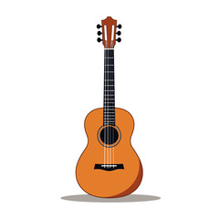 Naklejka premium Detailed Vector Illustration of an Acoustic Guitar with Brown Body and Black Strings, Perfect for Music Education