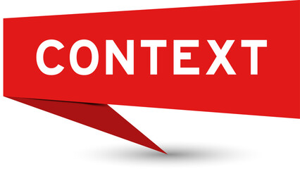 Redcolor speech banner with word context on white background