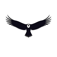 Obraz premium Dramatic Silhouette of an Eagle in Flight with Wings Spread Wide, Logo Design