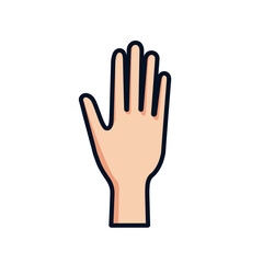 Obraz premium Cartoon Hand Illustration with Fingers Extended in a Stop or High Five Gesture on White Background