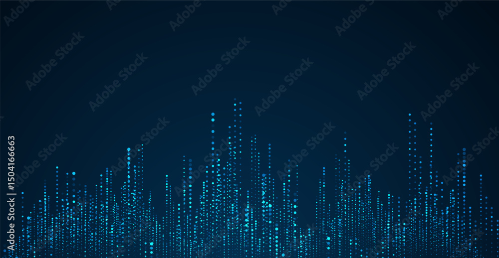 Poster digital technology background. digital data square blue pattern pixel background
