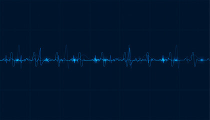 Emergency ekg monitoring. Blue glowing neon heart pulse. Heart beat. Electrocardiogram © natrot