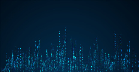 Plakat Digital technology background. Digital data square blue pattern pixel background