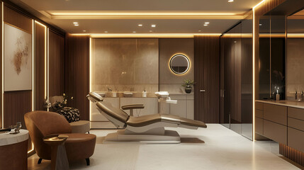 Modern Dental Clinic Interior Design With Beige And Brown Tones