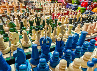 Obraz premium Beautiful cut out Chess sold in the Christmas market