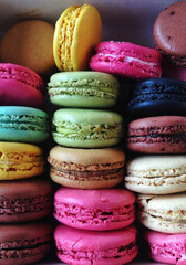Vibrant Stack of Colorful Macarons