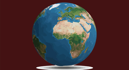 High-quality Earth globe vector illustration, showing detailed and accurate world map with country borders, continents, and oceans clearly labelled.
