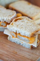 Close up of sandwich with cheese