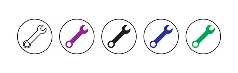 Wrench icon vector. repair icon vector. tools icon vector. repair icon vector.  Spanner symbol, Mechanic spanner sign set. Professional mechanical maintain tool sign for UI.  tools icon vector