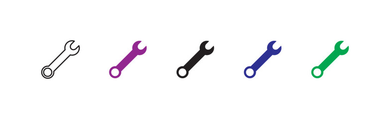 Wrench icon vector. repair icon vector. tools icon vector. repair icon vector.  Spanner symbol, Mechanic spanner sign set. Professional mechanical maintain tool sign for UI.  tools icon vector