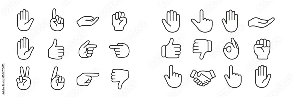 Poster different hand gestures displayed in a grid layout, showcasing various expressions and actions