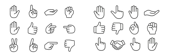 Obraz premium Different hand gestures displayed in a grid layout, showcasing various expressions and actions