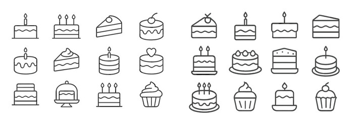 Delightful assortment of cake and dessert illustrations with candles, perfect for celebrations and special occasions