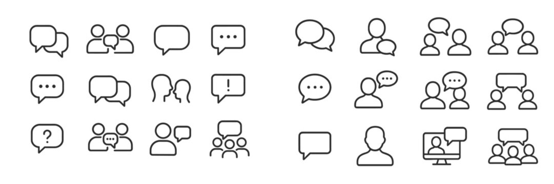 Collection of diverse speech bubbles and conversation icons for communication design