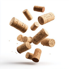 Elegant Wine Corks in Motion: A Celebration of Natural Cork , isolated on white background png