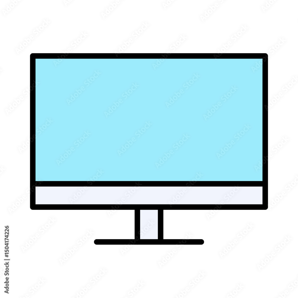 Poster computer monitor screen icon: digital display, technology interface, pc device, flat design, ui ux e