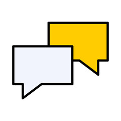 Chat Bubbles Icon: Online Conversation, Digital Communication, Social Media Message, Texting, Dialogue, UI UX Symbol, Minimalist Filled Line Vector