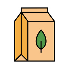 Sustainable Package Icon: Eco-Conscious Delivery, Green Logistics, Environmentally Friendly Box, Recyclable Material, Minimalist Filled Line Vector.