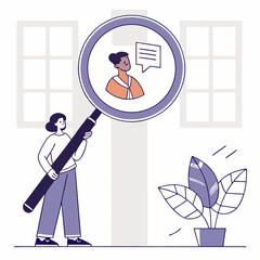 Icon on red background with communication and technology symbols